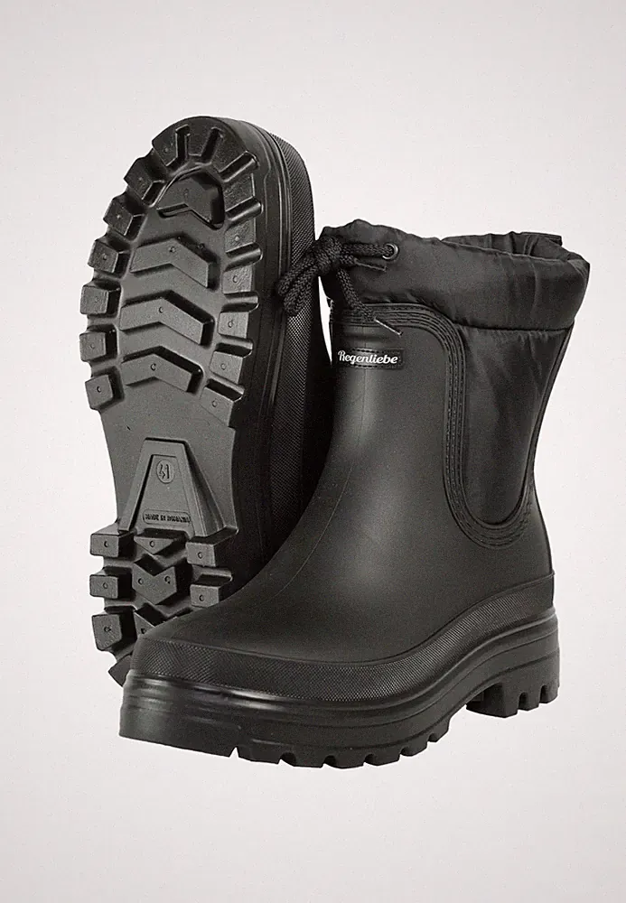 Regenliebe Damen Regenstiefel Cozy schwarz Halbschaft Gummistiefel warm Winter