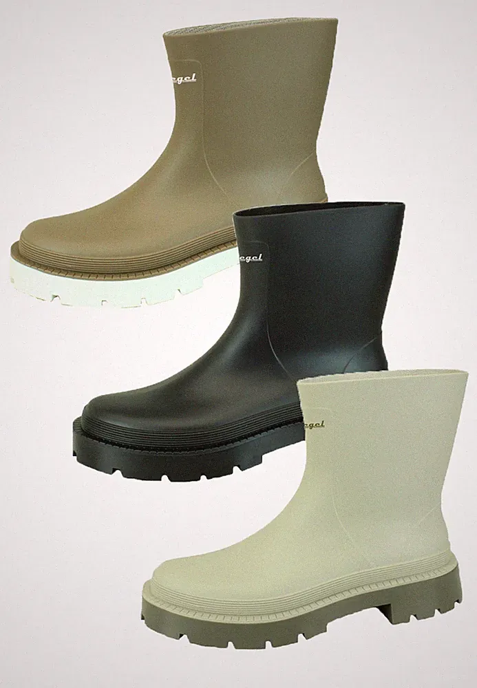Regenliebe Damen Regenstiefel Kofje tiid Gummistiefelette Kurzschaft Boot Optik