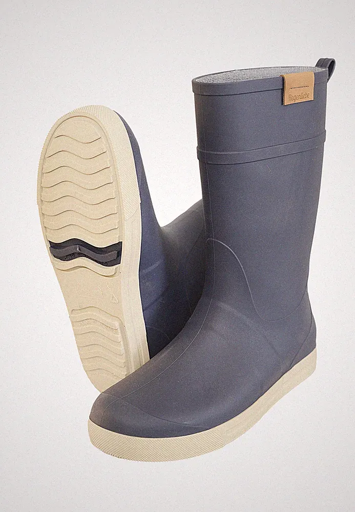 Regenliebe Damen Regenstiefel Rainy Day dunkelblau / creme halbhoch Gummistiefel