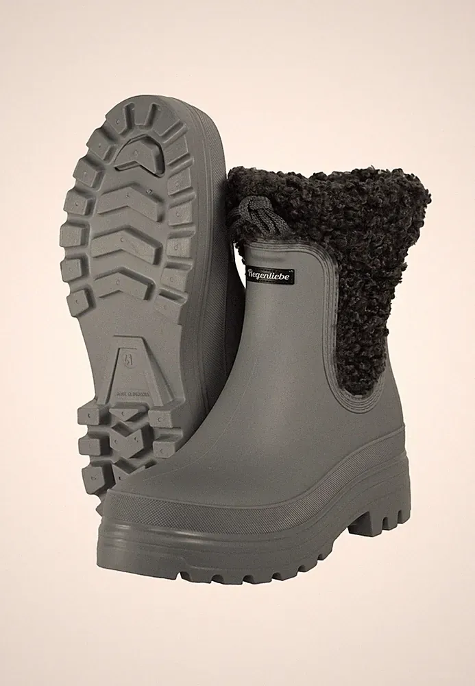 Regenliebe Damen Regenstiefel Wolke grau Halbschaft Gummistiefel warm Winter