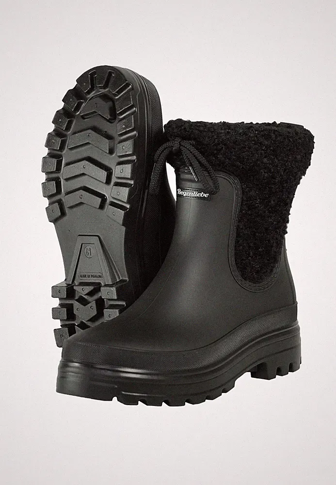 Regenliebe Damen Regenstiefel Wolke schwarz Halbschaft Gummistiefel warm Winter