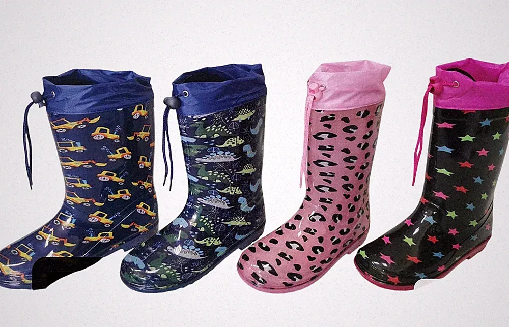 Regenstiefel Gummistiefel Kinder Zugband Wasserdicht Rutschfest Mädchen Junge