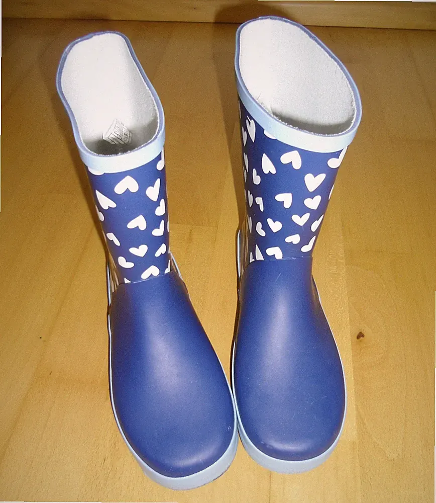 Regenstiefel Gummistiefel ungefüttert Gr. 35 Mädchen blau weiß L&D