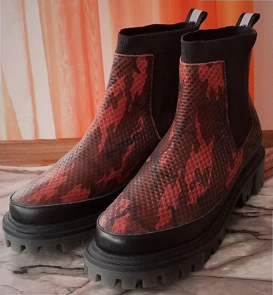 Reken Maar Damen Stiefellette Chelsea Boot Leder bordeaux Plateau Größe 38 NEU