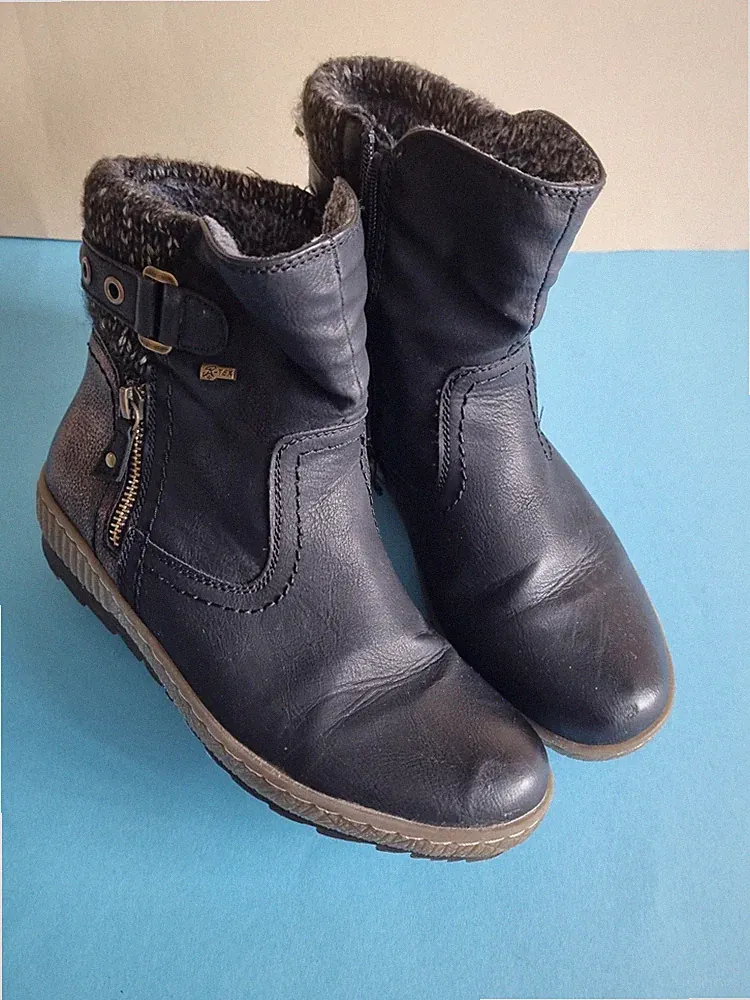 Relife Damen Stiefeletten Gr 38 schwarz Herbst Winter warm gefüttert mit Reißv.