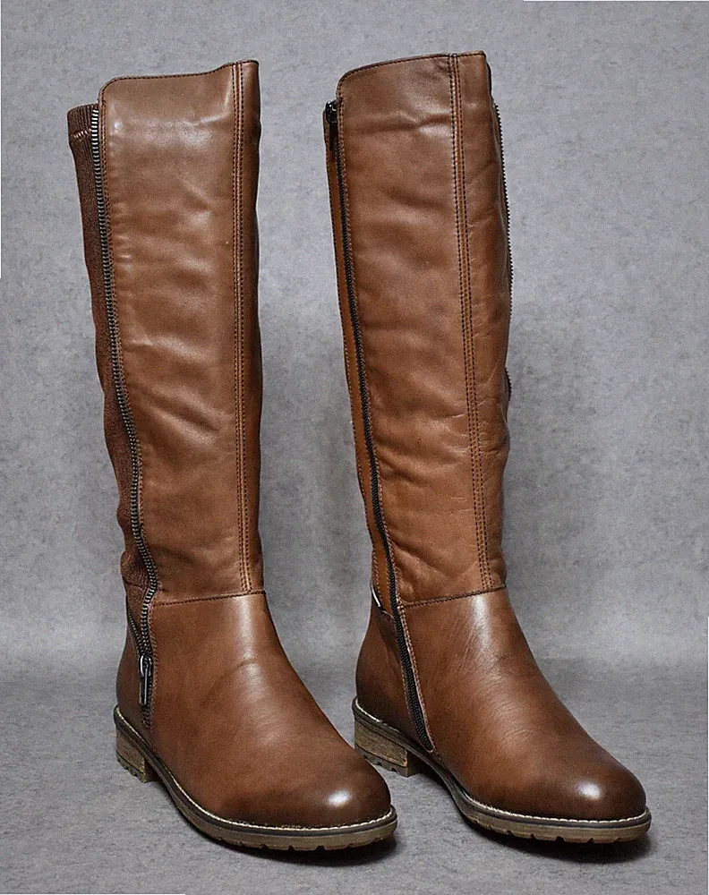 Remonte Damen Langschaftstiefel Leder Gr. 40 Brau #85