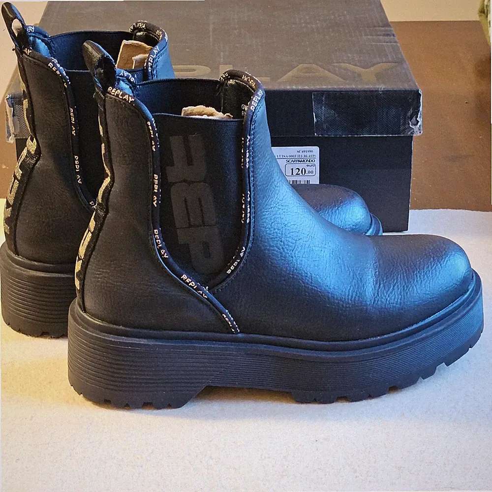 Replay Beatles Damen Stiefelette Leder schwarz Nr.38 mit seitlichem Gummizug "Gebraucht