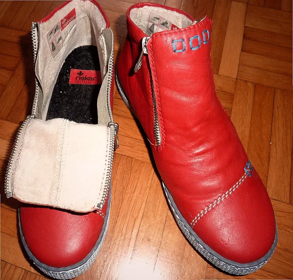 RIEKER 100% Leder Boots Stiefelette Stiefel Pumps Gr. 37 rot