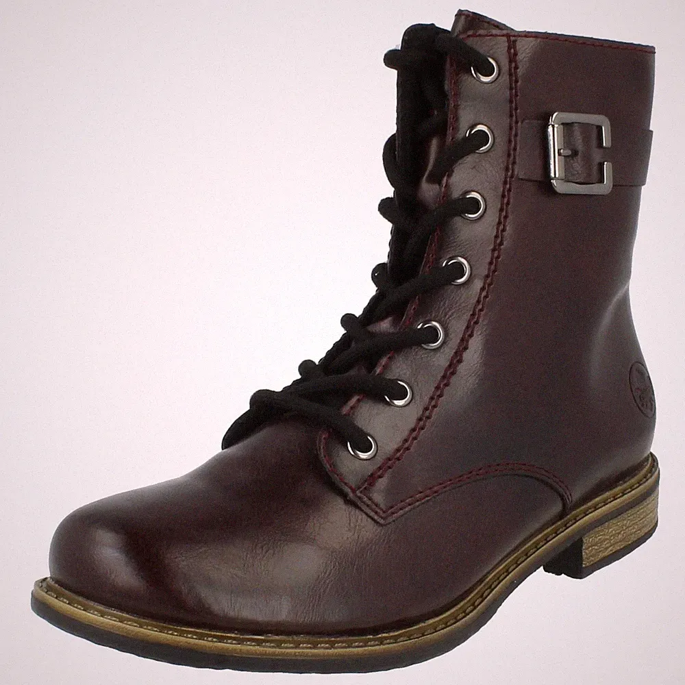 Rieker '74802 Damen Leder warm gefüttert Schnürung & Stiefelette Reißverschluss - breit