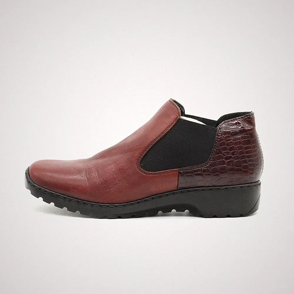 Rieker Damen 53732 Stiefelette rot braun Echtleder Chelsea Boots EU 39