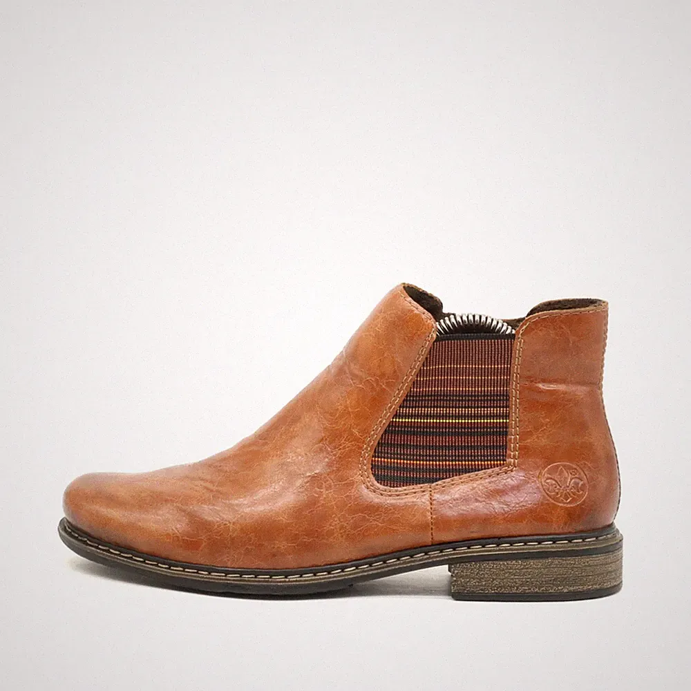 Rieker Damen 85131 Stiefeletten Braun Leder Knöchelhoch Chelsea Boots EU 38