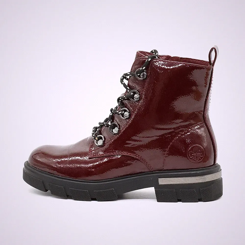 Rieker Damen 92610-35 Stiefel Bordeaux Synthetiklack Boots Stiefeletten EU 37