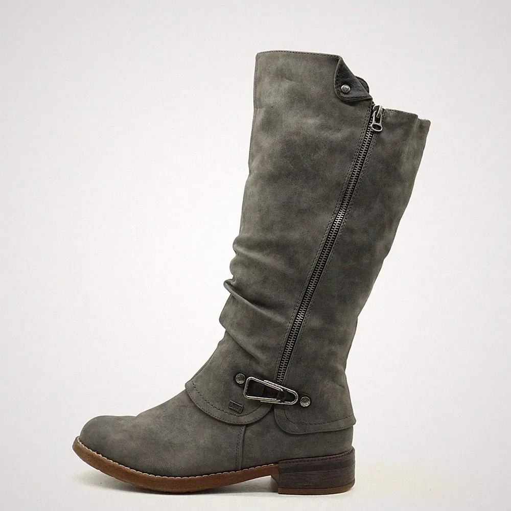 Rieker Damen 94652-45 Stiefel grau Kunstleder halbhoch leicht, rutschfest EU 40