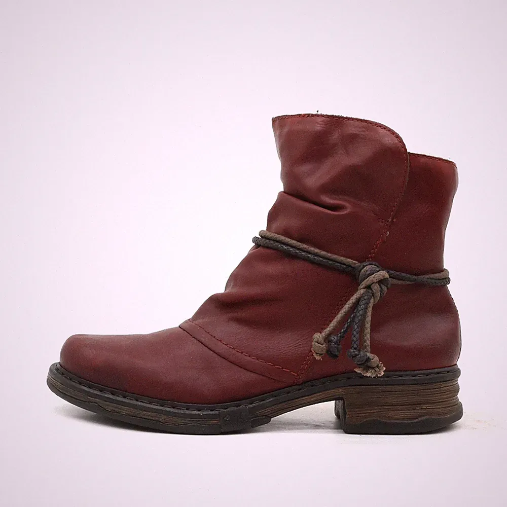 Rieker Damen 94773 Boots weinrot Leder Knöchelhoch Antistress Stiefeletten EU 41