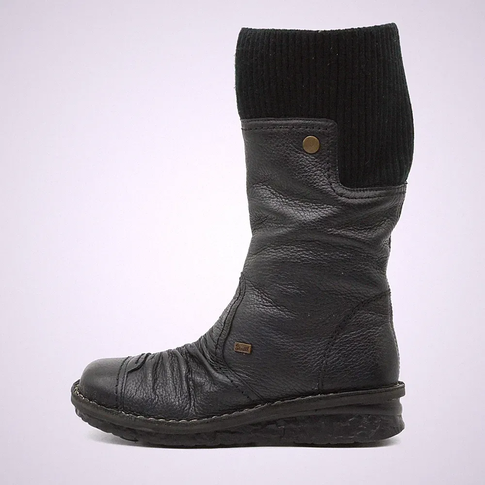Rieker Damen 94773 Winterstiefel Schwarz Leder Mittel Antistress Stiefel EU 38