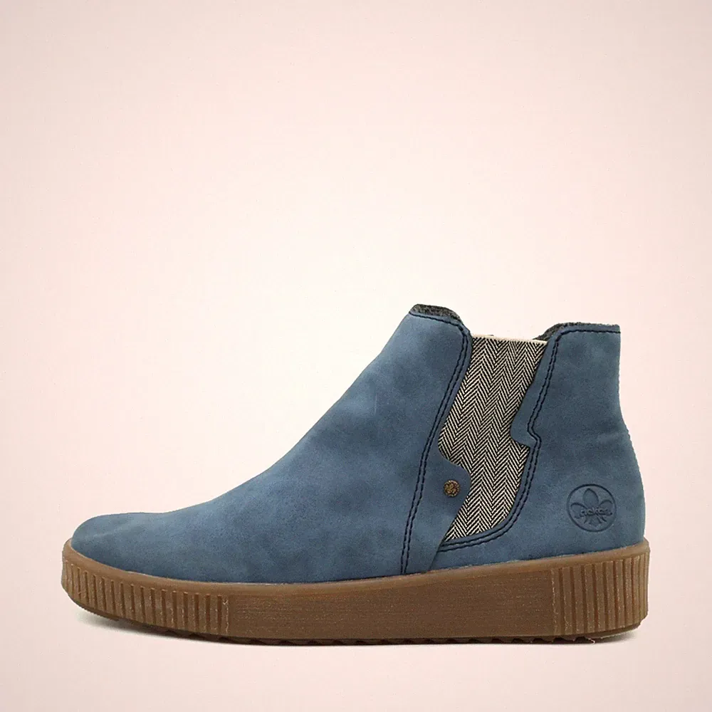 Rieker Damen Chelsea Comfort Stiefeletten Blau Rutschfest Chelsea-Stiefel EU 37