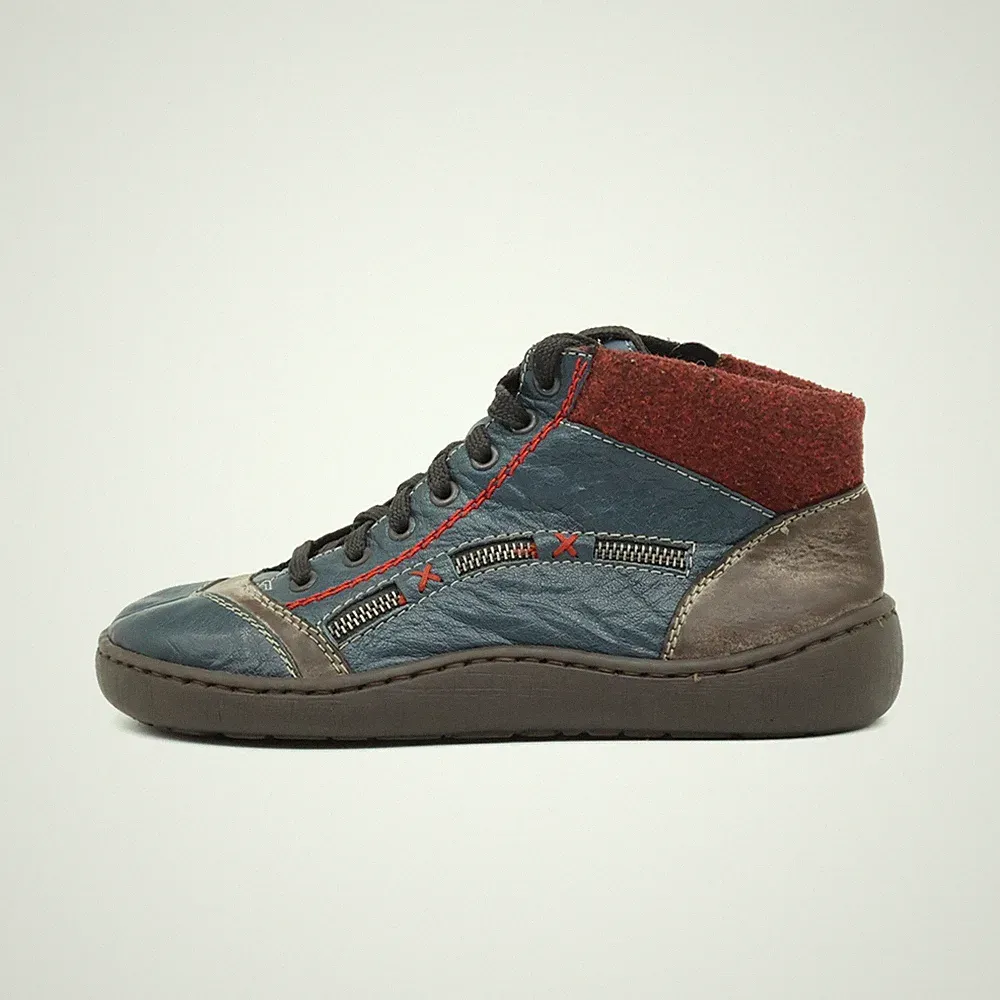 Rieker Damen L9363 Sneaker Blau/Grau/Rot Synthetik Atmungsaktiv High-Top EU 40