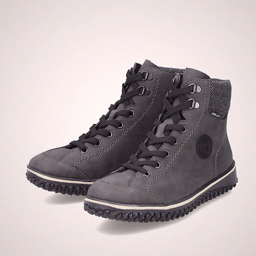 Rieker Damen Schnürstiefel grau