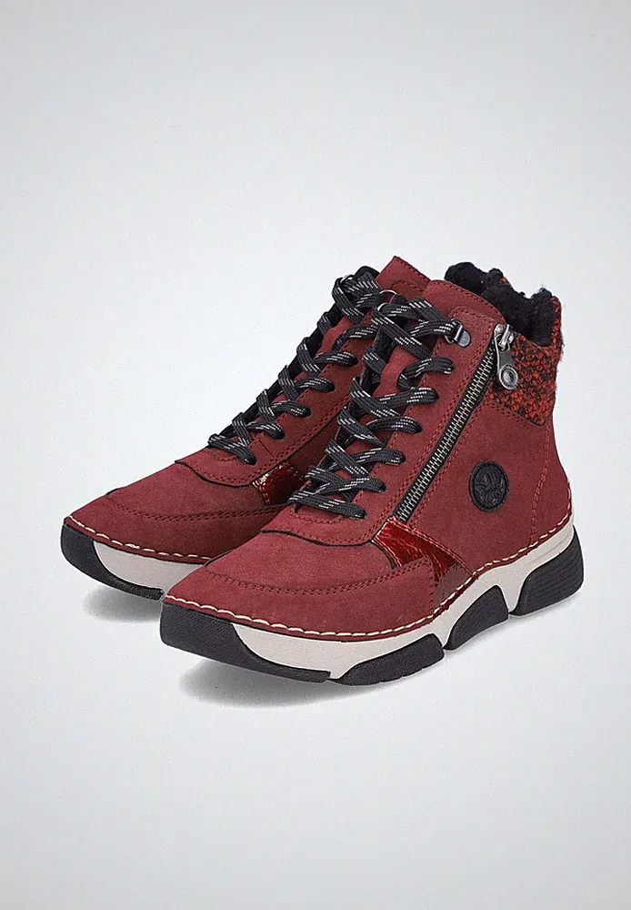 Rieker Damen Schnürstiefel warm gefüttert Stiefelette 45960-35 rot