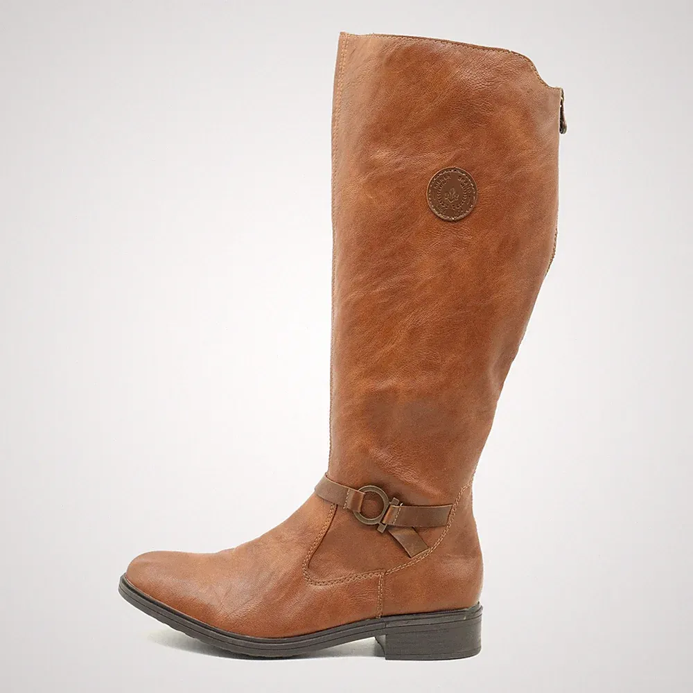 Rieker Damen Stiefel 42 Braun Reißverschluss Weitschaft Komfort Reiterstiefel EU