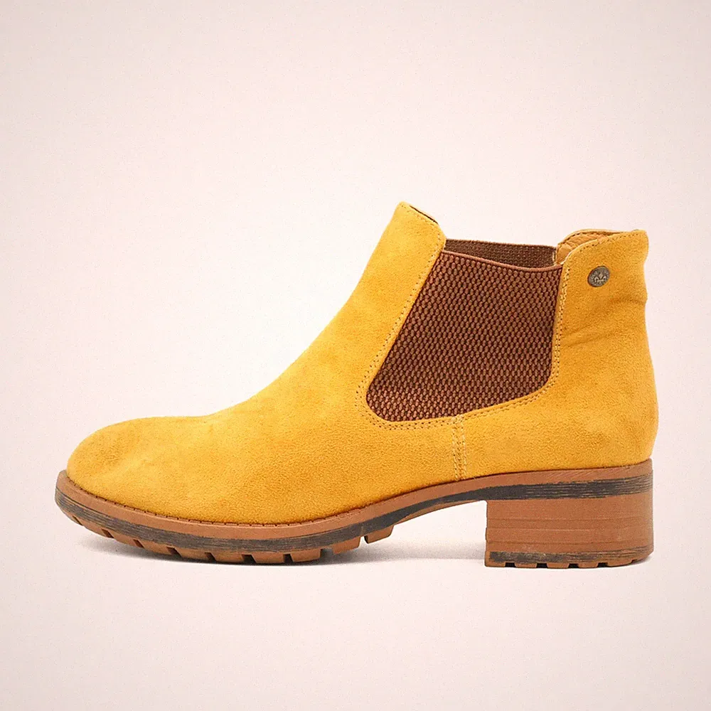 Rieker Damen Stiefel EU 38 96884-68 Gelb Wildleder Comfort Chelsea Boots
