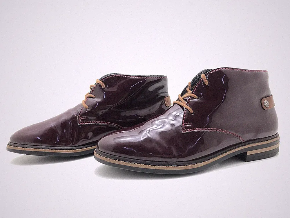 Rieker Damen Stiefel Gr. 39 Stiefeletten Schnürboots Halbstiefel Komfort Rot