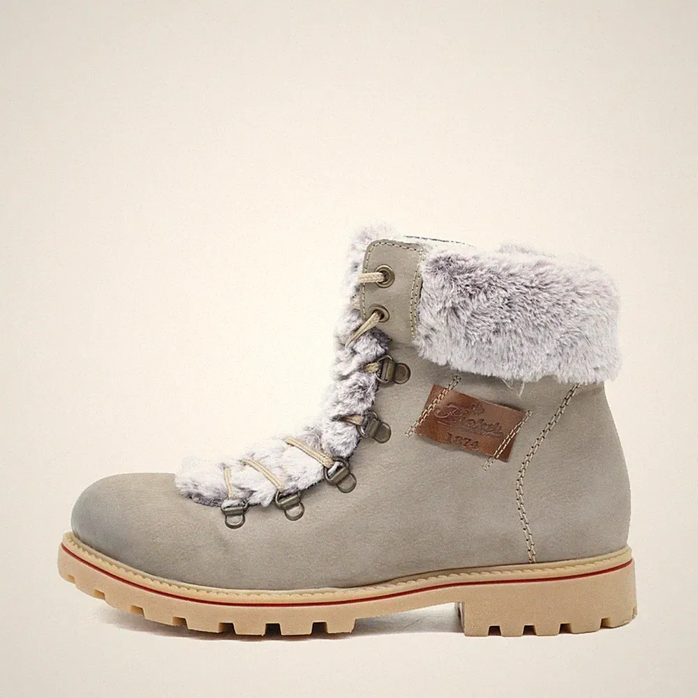Rieker Damen Stiefel Grau Leder Knöchelhoch Gefüttert Winterschuhe EU 39