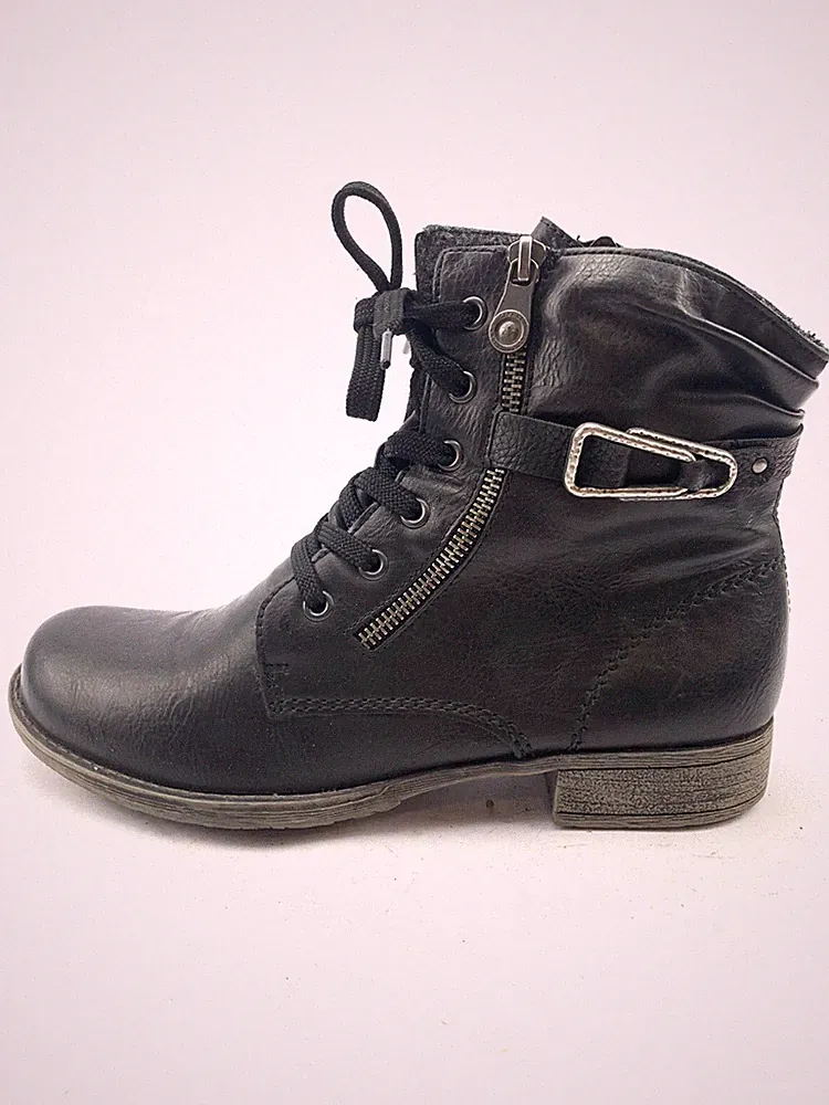 RIEKER DAMEN STIEFEL STIEFELETTEN BOOTS Gr:40 Uk:6,5 SCHWARZ