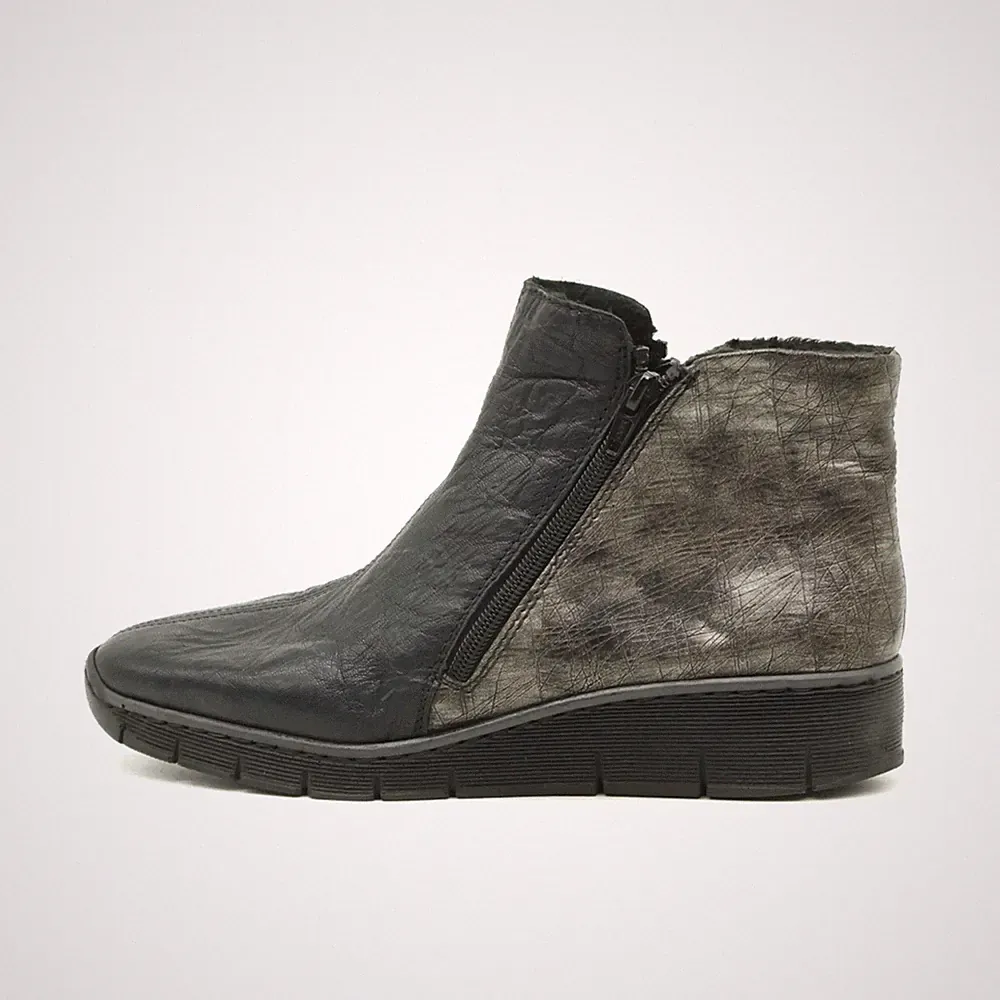 Rieker Damen Stiefelette 55295 Schwarz Grau Antistress Stiefeletten EU 40