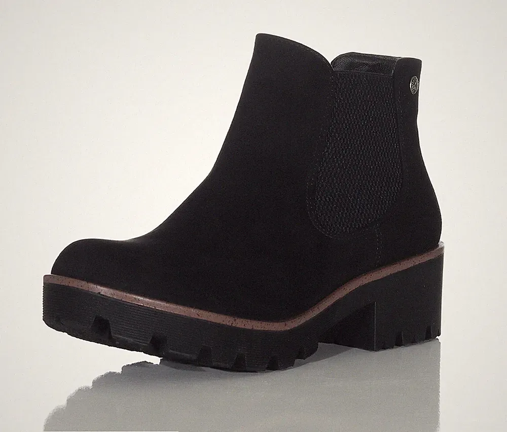 Rieker Damen Stiefelette Chelsea Boots Schuhe Absatz Biker Schwarz 99284-00