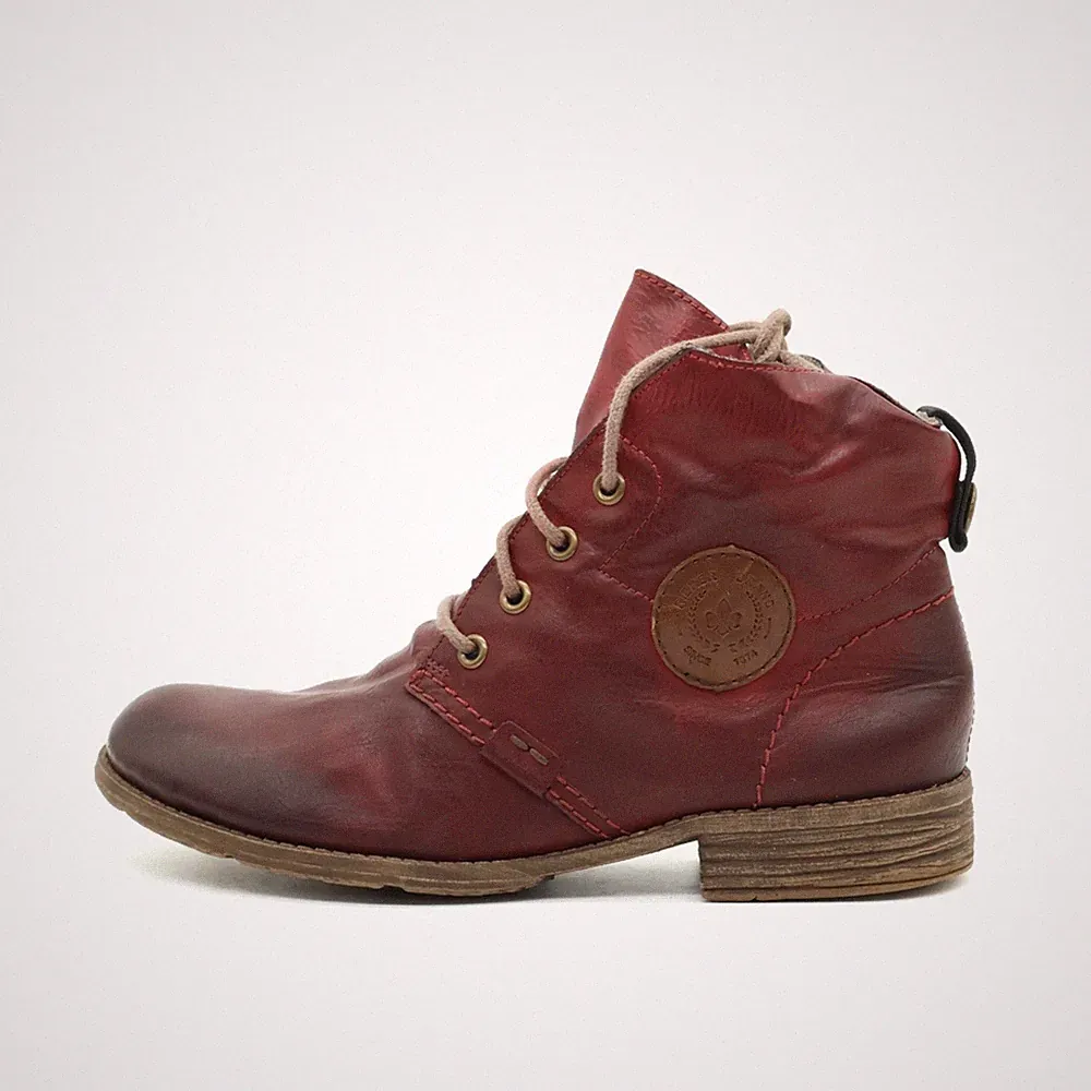 Rieker Damen Stiefelette Retro Stiefel Rot Leder Knöchelhoch Casual EU 37