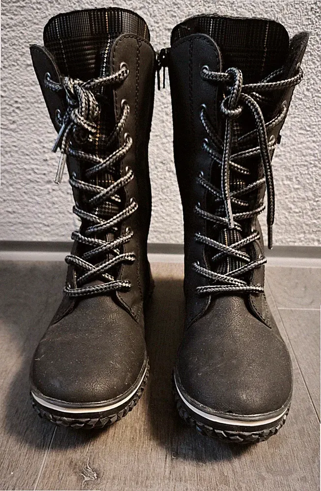 Rieker Damen Stiefelette Z4245-00 schwarz gefüttert Größe 37 Schnürung Reißvers...