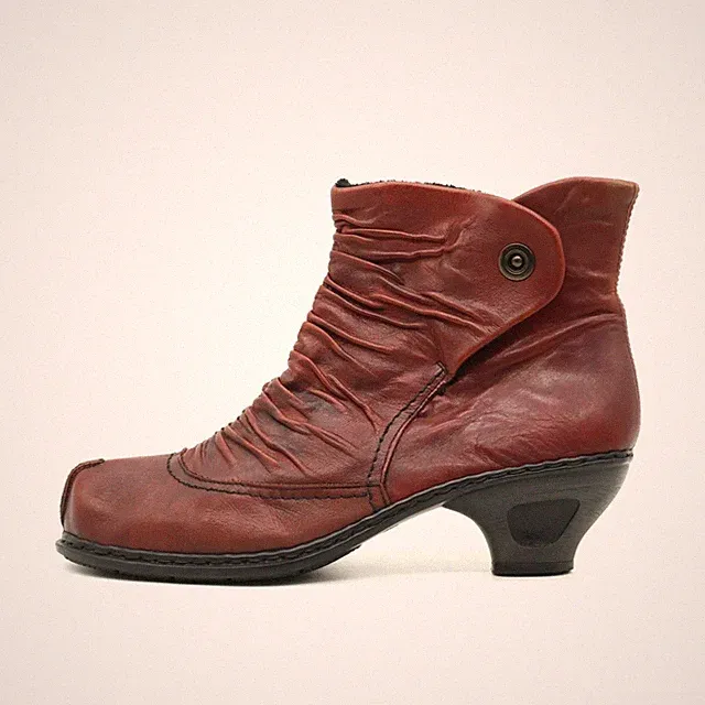 Rieker Damen Stiefeletten Vintage Knopf Stiefelette Rot Passform Komfort EU 40