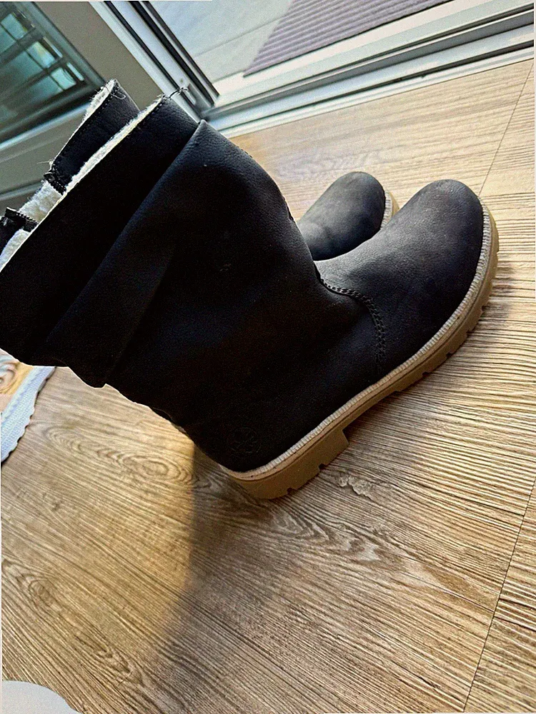 Rieker Damen Winterstiefel schwarz gefüttert Reißverschluss Leder Gr. 39