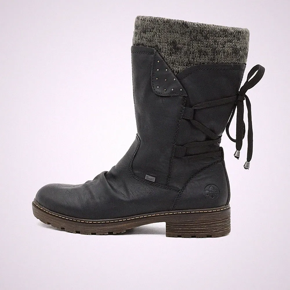 rieker Damen winterstiefel schwarz leder mittel comfort stiefel EU 43
