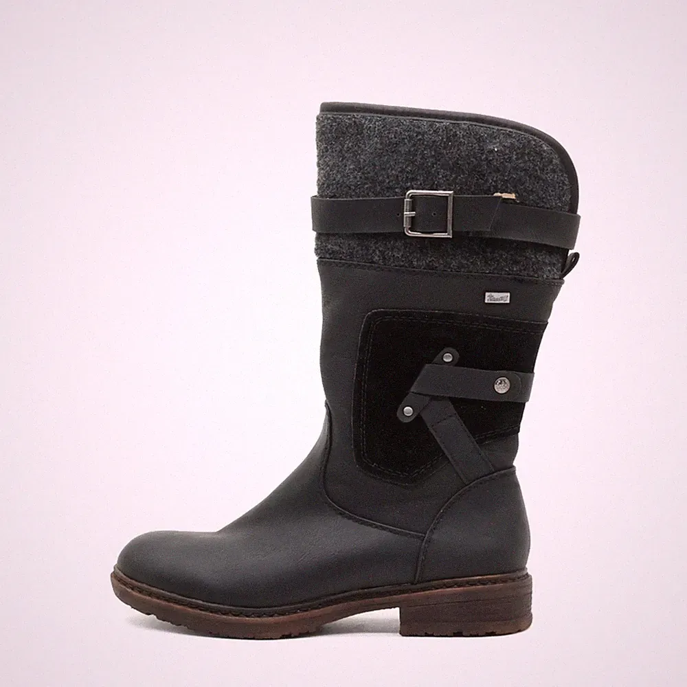 Rieker Damen Winterstiefel Stiefel Schwarz Leder Mittel Wasserdicht EU 37