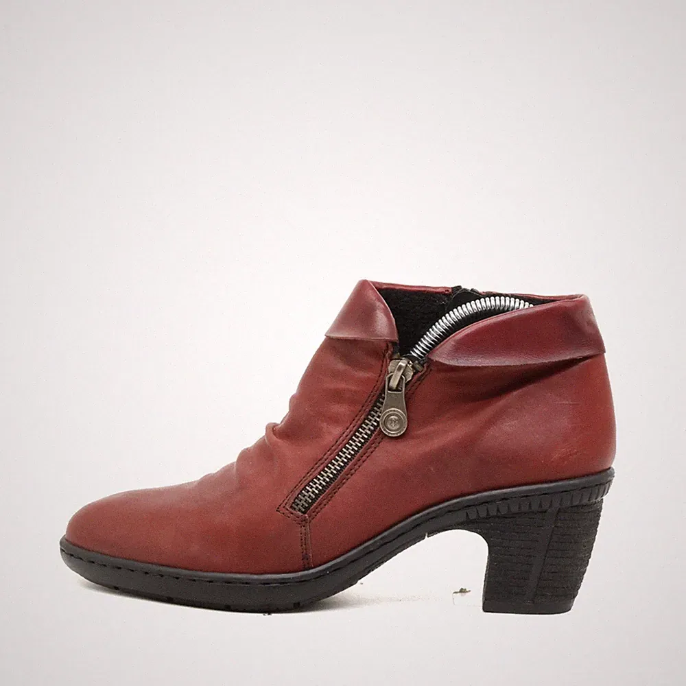 Rieker Damen Y0891 Stiefelette Rot Leder Knöchelhoch Komfort Stiefeletten EU 37