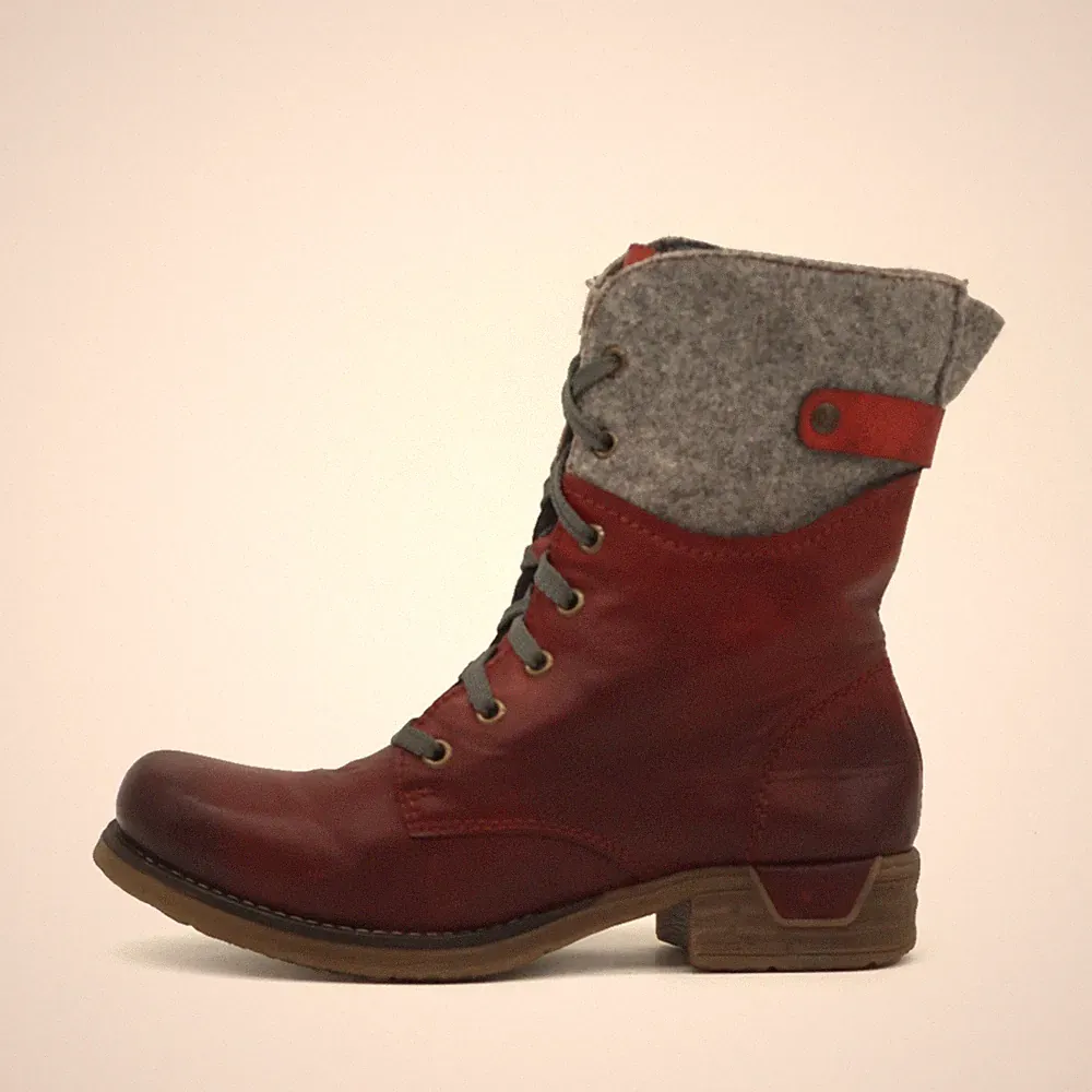 Rieker Damen Y1463 Stiefeletten Rot/Grau Antistress Schnürstiefel EU 39