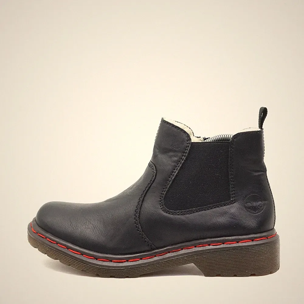 Rieker Damen Y8264-01 Stiefeletten Schwarz Leder Knöchelhoch Chelsea Boots EU 39