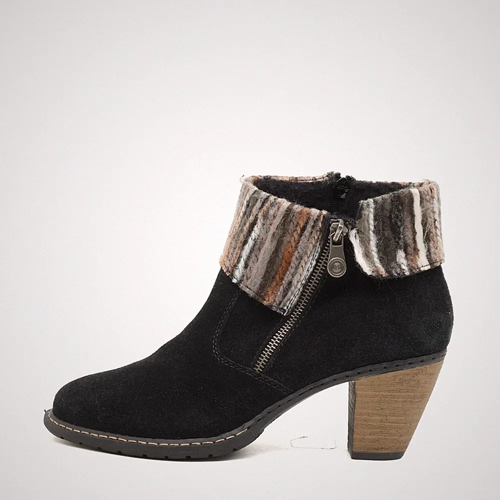 Rieker Damen Y9117 Stiefel Schwarz Wildlederimitat Komfort Stiefelette EU 40