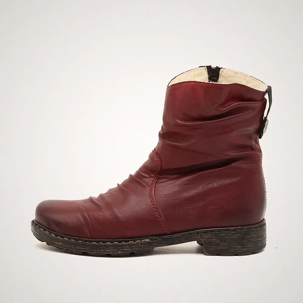 Rieker Damen Y9121-35 Stiefel Rot Leder Knöchelhoch Boots Stiefeletten EU 37