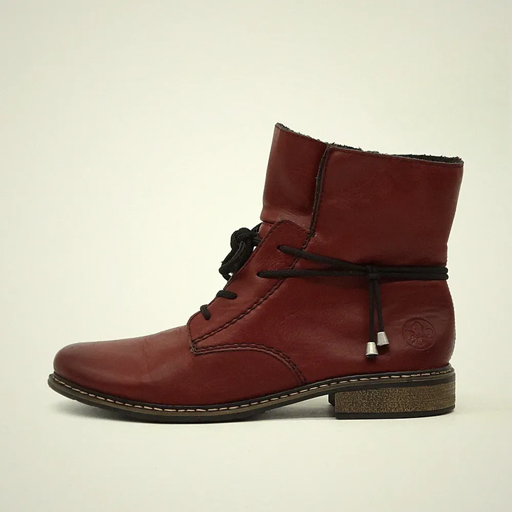 Rieker Damen Y9122 Boots Weinrot Leder Knöchelhoch Antistress Stiefeletten EU 39