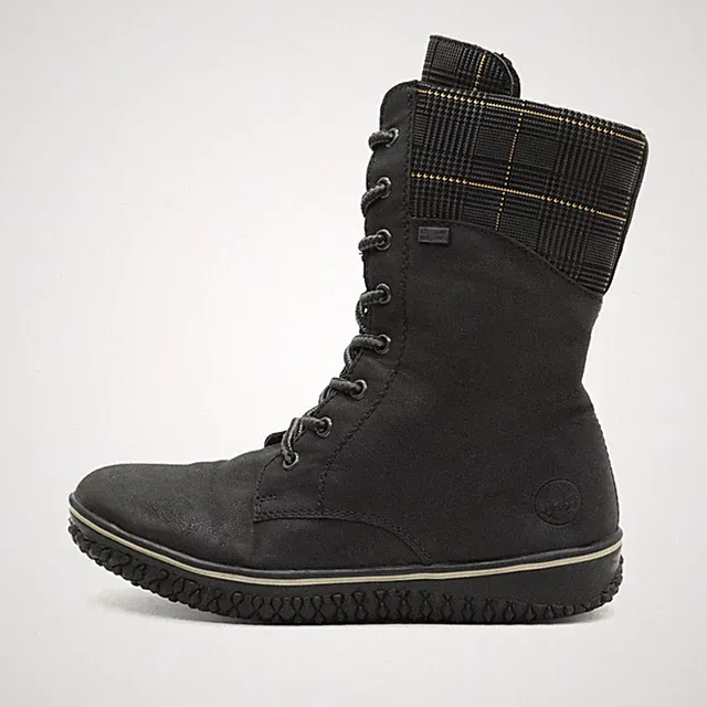 Rieker Damen Y9141-00 Stiefel Schwarz Leder Mittel Tex Schnürstiefel EU 40