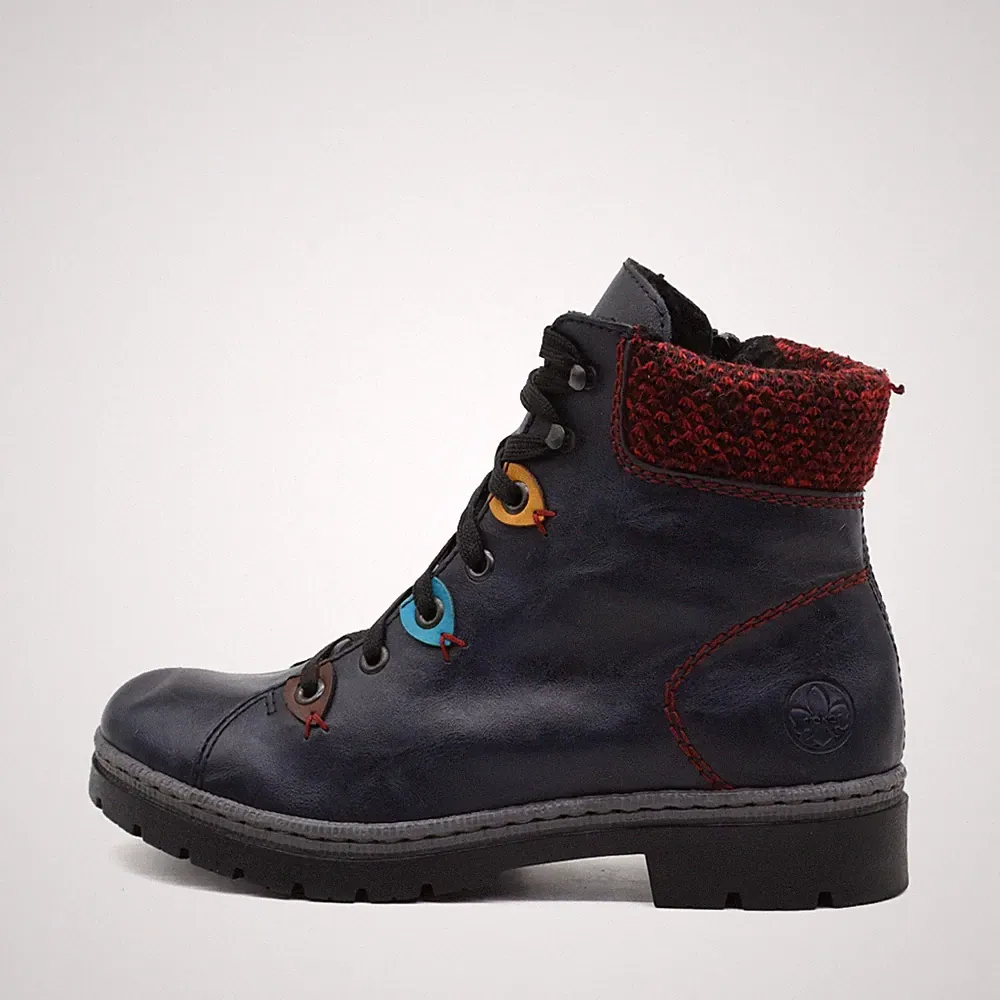 Rieker Damen Z6743 Stiefel blau Kunstleder Antistress Stiefelette EU 38