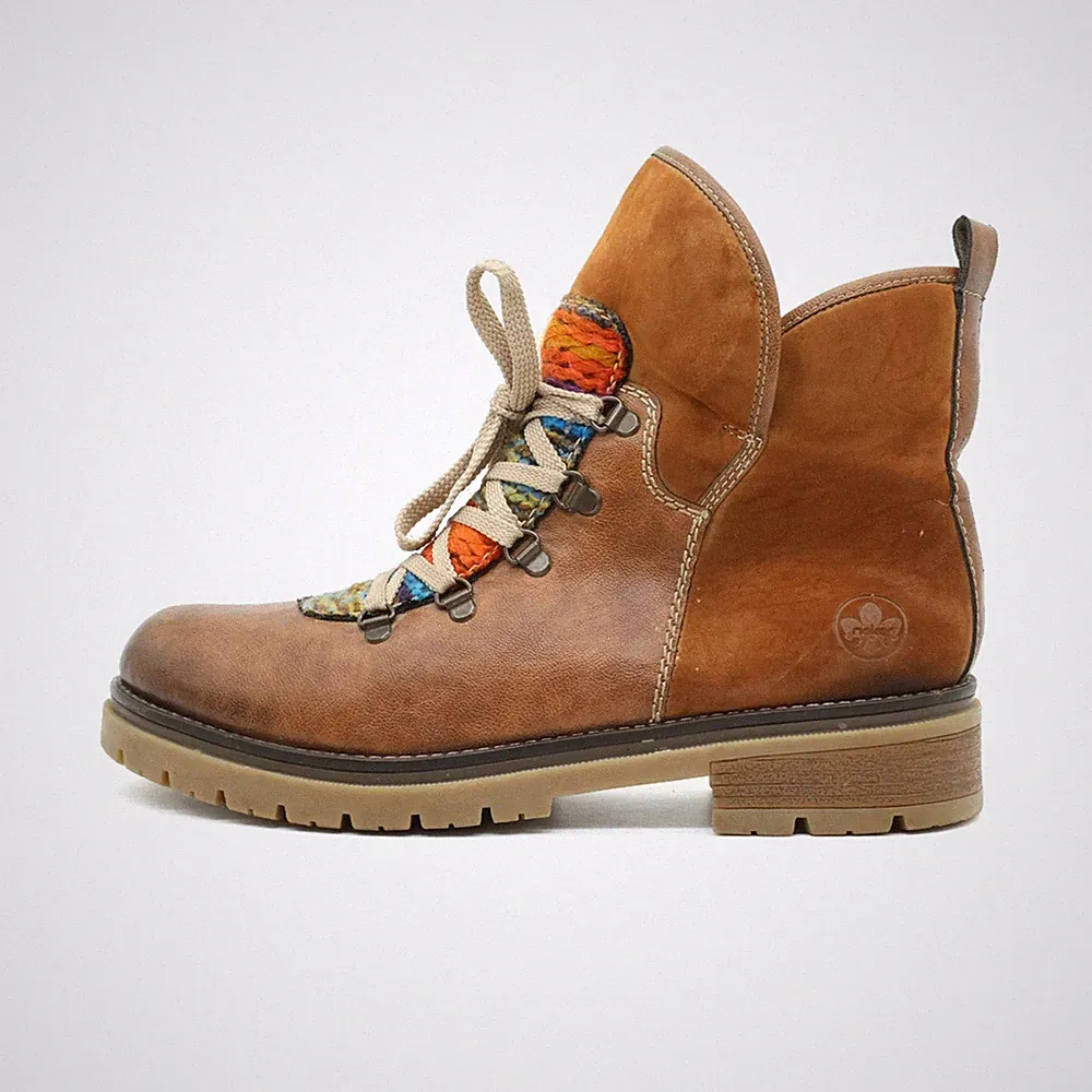 Rieker Damen Z6743 Stiefeletten Braun Leder Mittel Boots Wanderstiefel EU 42
