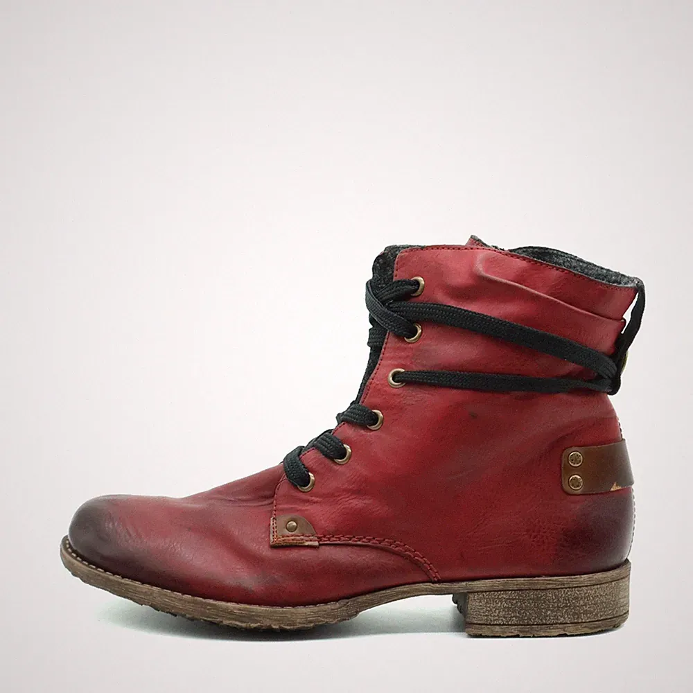 Rieker Damen Z6771 Stiefel Rot Leder Knöchelhoch Antistress Stiefelette EU 40