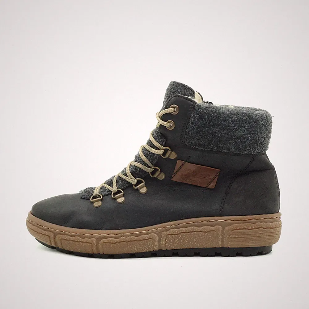 Rieker Damen Z6784 Stiefel Schwarz Leder Mittelhoch Tex Winterstiefel EU 38