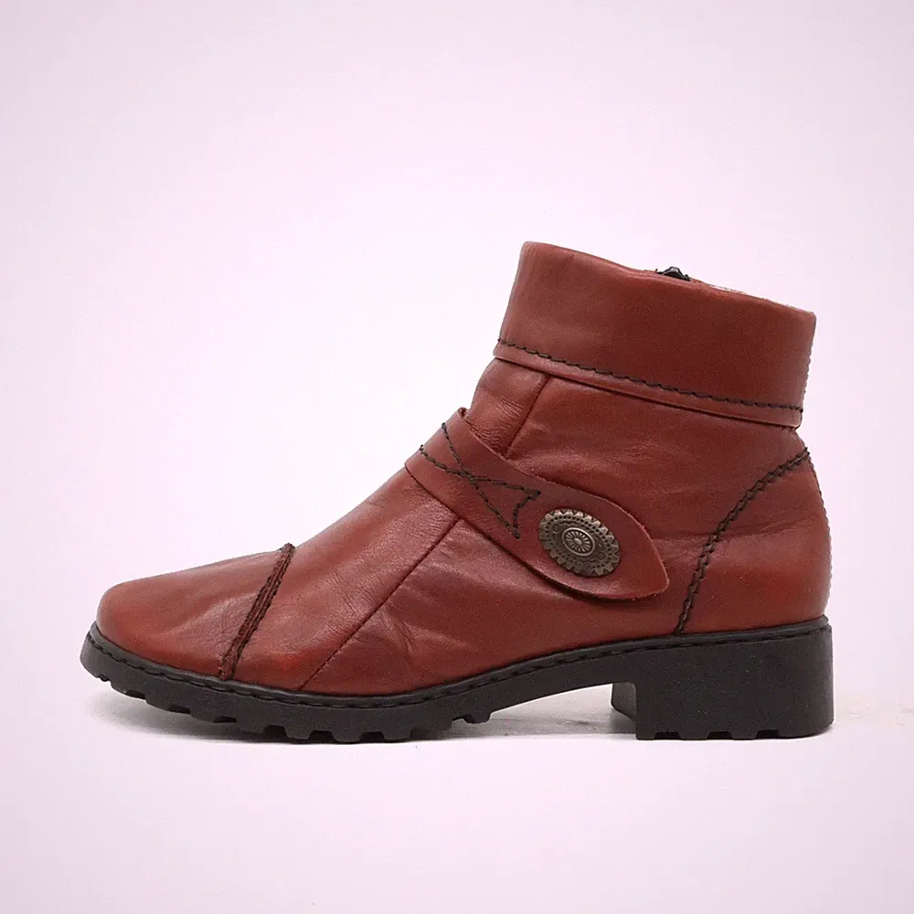 Rieker Damen Z9843 Stiefelette Rot Leder Knöchelhoch Comfort Stiefeletten EU 37