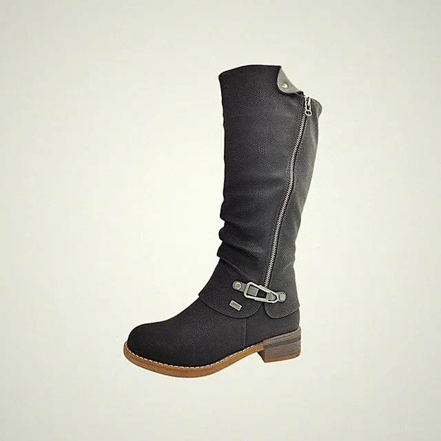 Rieker Damenschuhe Gefüttert Schaftstiefel Schwarz Freizeit