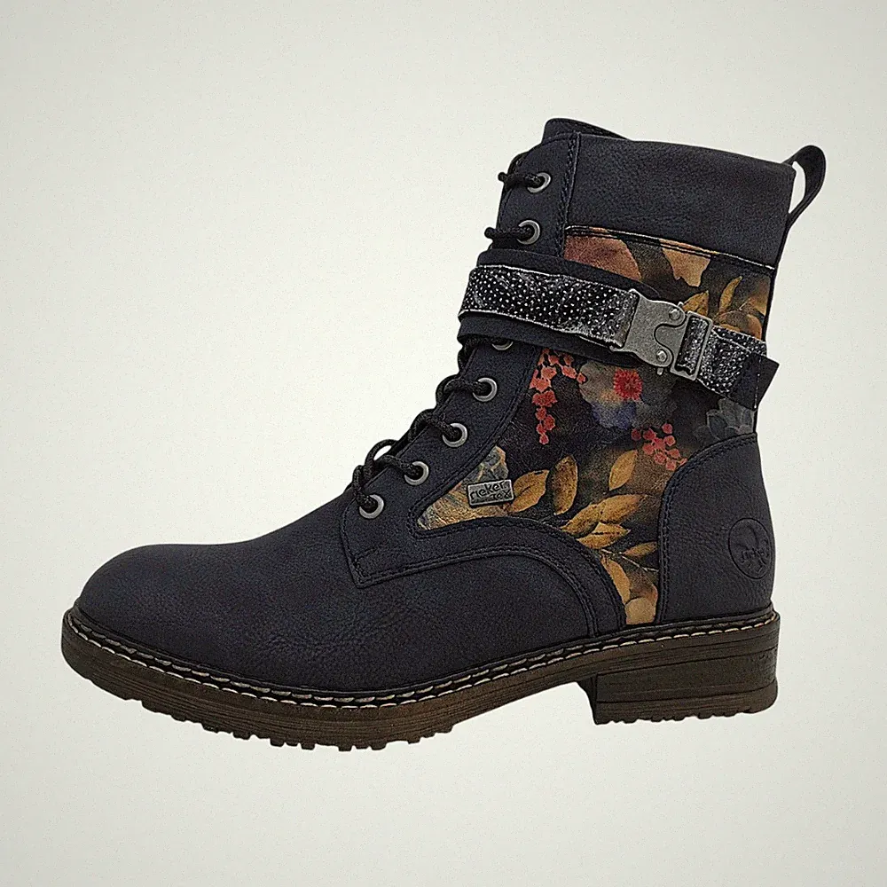Rieker Damenschuhe Schnürstiefel Schwarz Freizeit